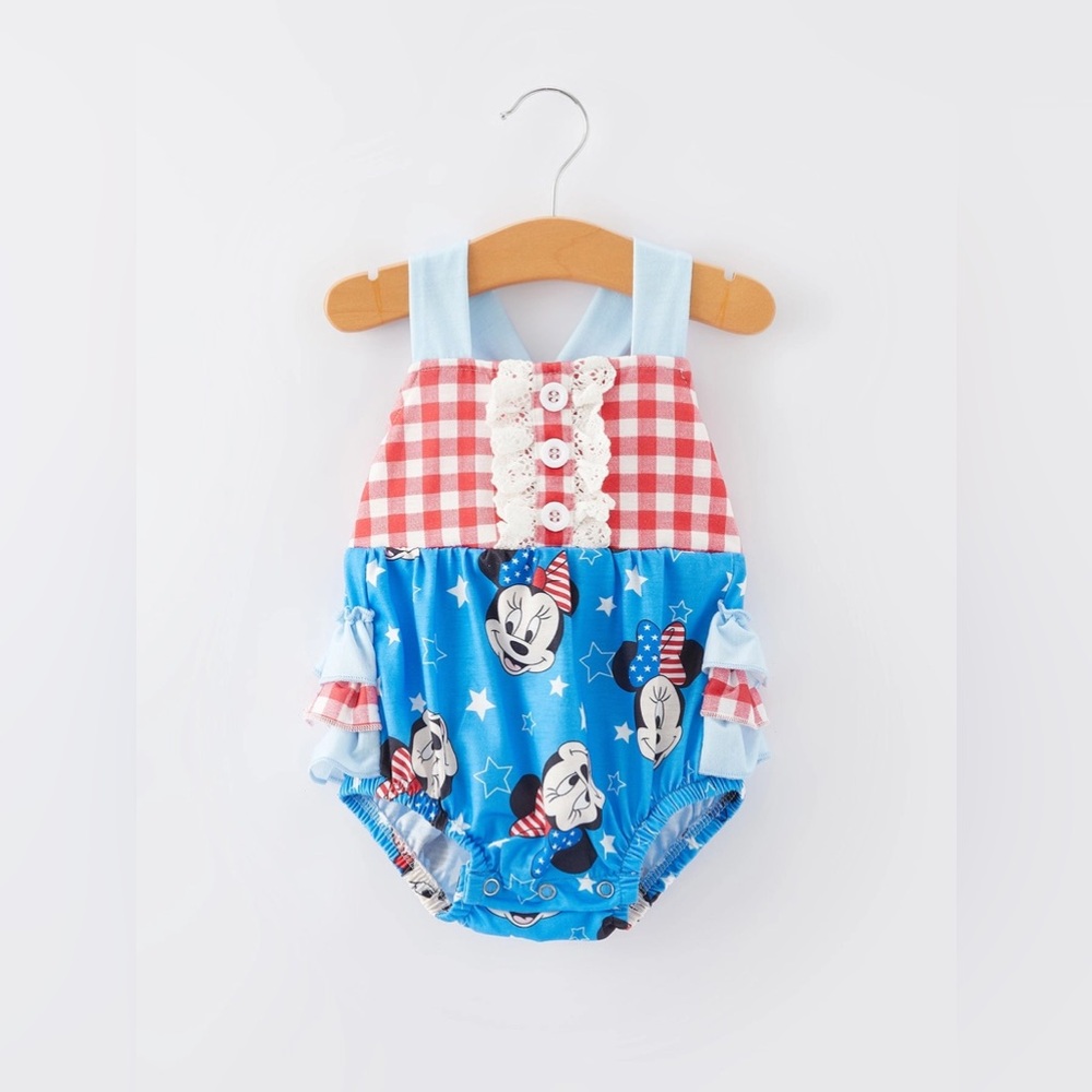 Mickey Mouse 6-12M 4th‎ of July Americana Ruffle Romper Infant Toddler Patriotic